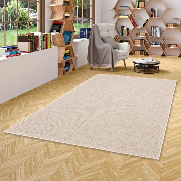 Pergamon In & Outdoor Teppich Flachgewebe Ottawa Bordüre In Beige 7