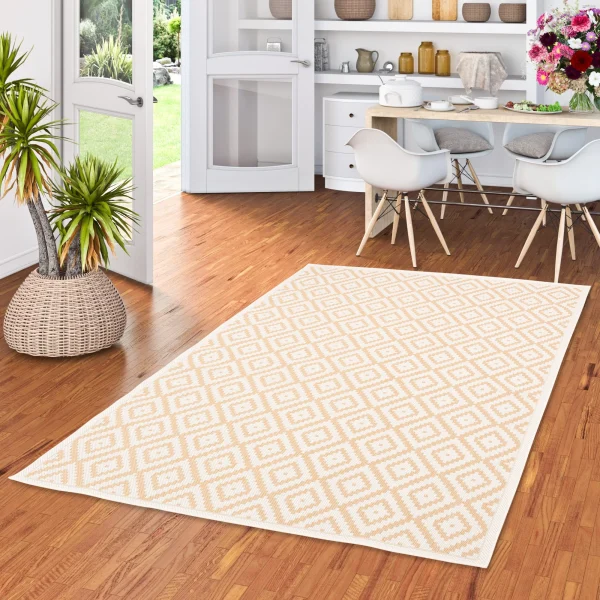 Pergamon In & Outdoor Teppich Valencia Fliesenoptik In Beige 6