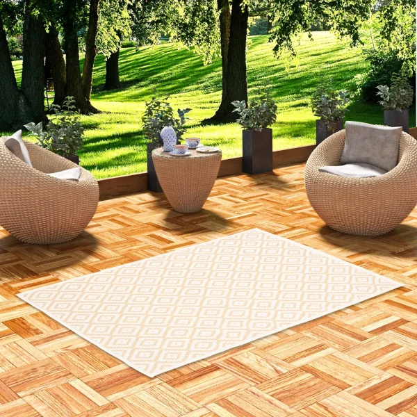 Pergamon In & Outdoor Teppich Valencia Fliesenoptik In Beige 7