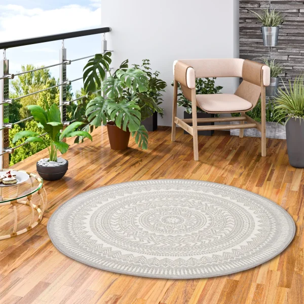 Pergamon In- Und Outdoor Teppich Carpetto Rund In Grijs 6