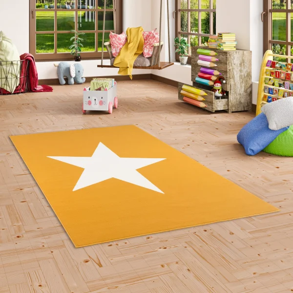 Pergamon Kinder Und Jugend Teppich Trendline Stern In Curry Gelb 6