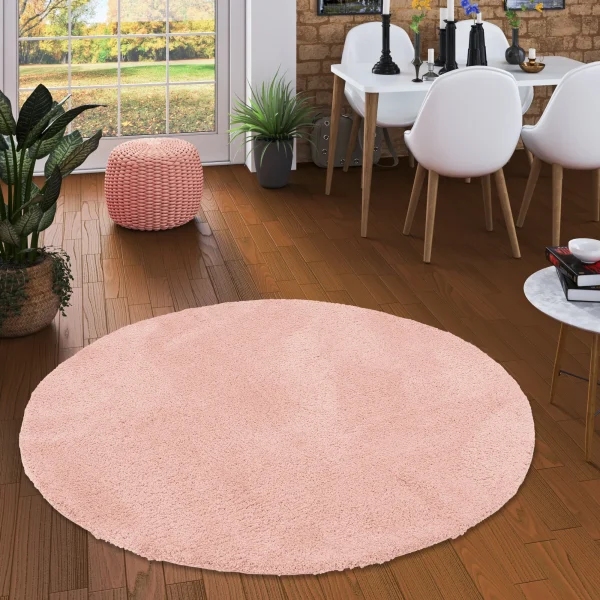Pergamon Luxus Super Hochflor Shaggy Teppich Luca Rund In Rosa 6