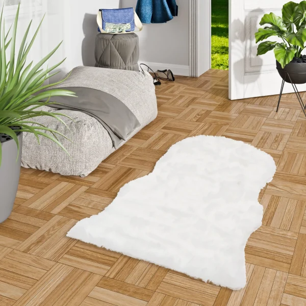 Pergamon Luxus Super Soft Fellteppich Aspen Meliert Shape In Weiss 5