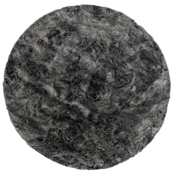Pergamon Luxus Super Soft Fellteppich Aspen Rund Meliert In Antraciet 1