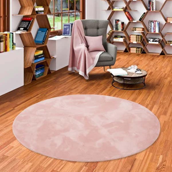 Pergamon Luxus Super Soft Fellteppich Pearl Rund In Rosa 5