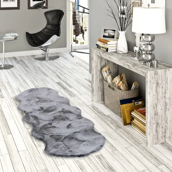 Pergamon Luxus Super Soft Fellteppich Plush Shape XL In Grau Meliert 5