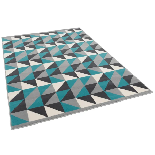 Pergamon Soft-Touch Velours Designer Teppich Canvas Modern In Blau Grau 3