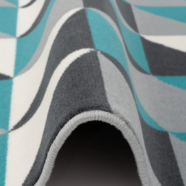Pergamon Soft-Touch Velours Designer Teppich Canvas Modern In Blau Grau 4