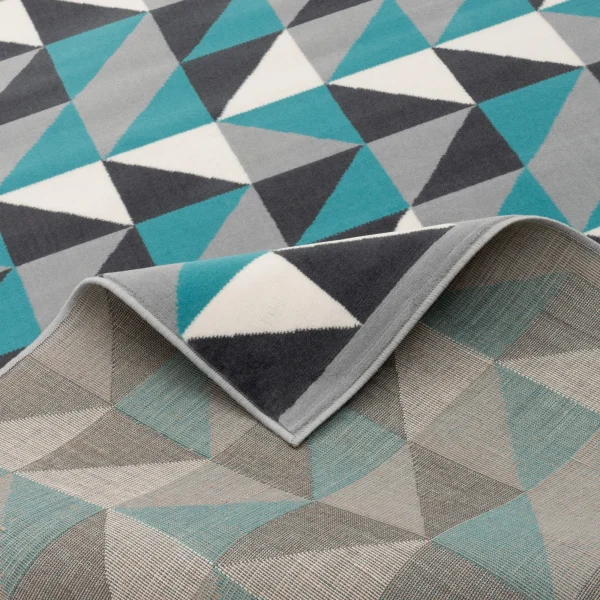Pergamon Soft-Touch Velours Designer Teppich Canvas Modern In Blau Grau 5