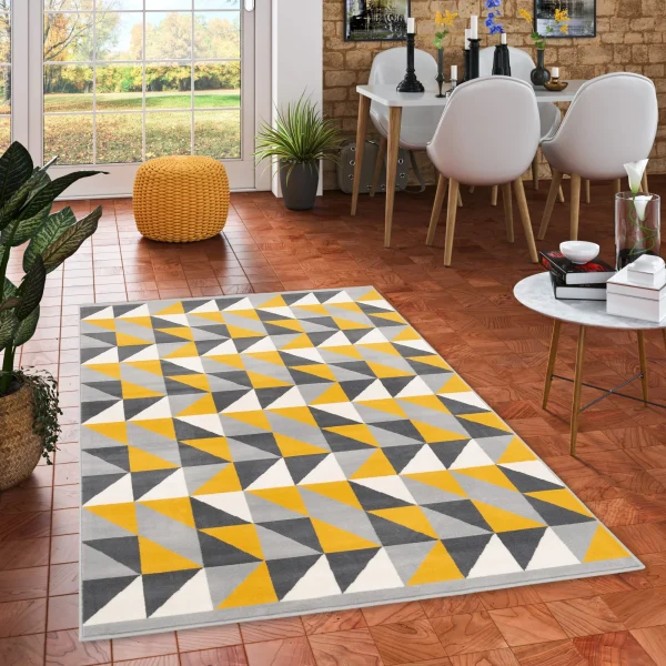 Pergamon Soft-Touch Velours Designer Teppich Canvas Modern In Curry 6