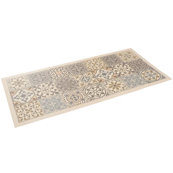 Pergamon Vinyl Teppich Küchenläufer Evora Fliesenoptik In Beige 3