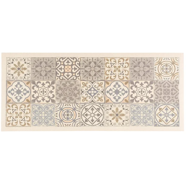 Pergamon Vinyl Teppich Küchenläufer Evora Fliesenoptik In Beige 1