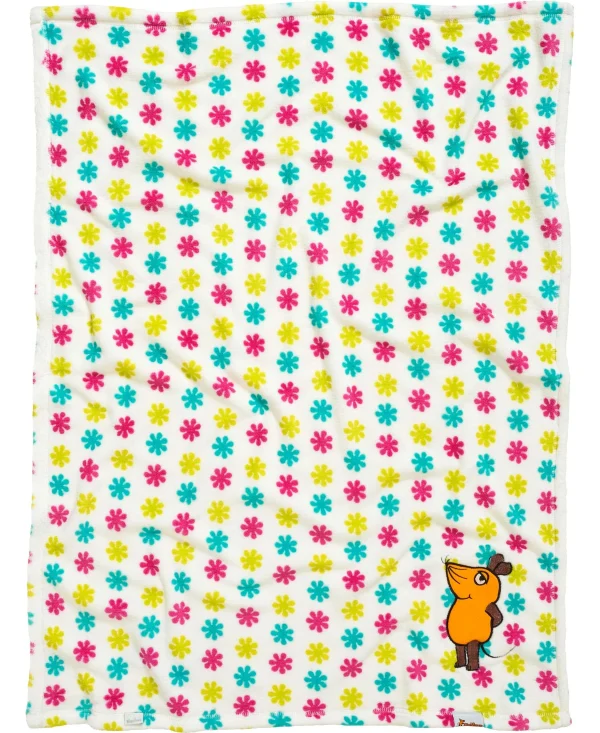 Playshoes Fleece-Decke DIE MAUS Blumen In Weiß/Rosa 3