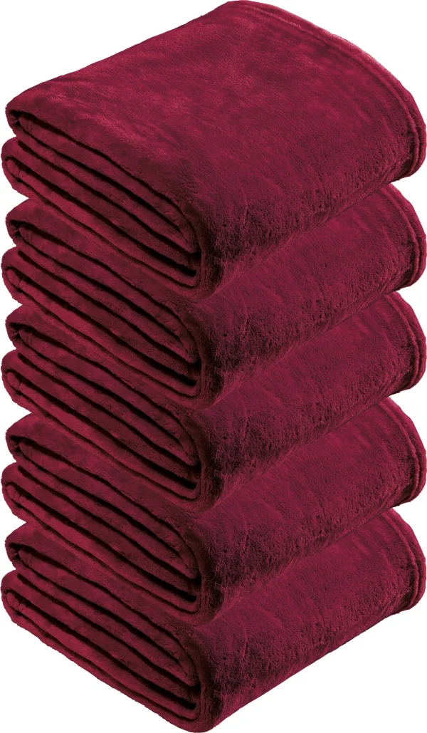 REDBEST Fleece Wohndecke 5er-Pack In Bordeaux 1