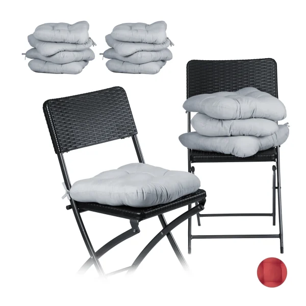 Relaxdays 12x Stuhlkissen In Grau – (B)36 X (T)36 Cm 6
