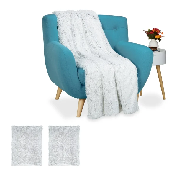Relaxdays 3 X Felldecke In Weiß/ Grau – 150×200 Cm 8