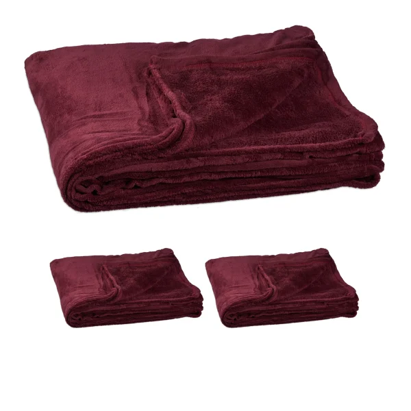 Relaxdays 3x Kuscheldecke In Bordeaux – (B)150 X (T)200 Cm 1