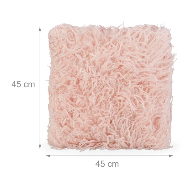 Relaxdays 4 X Fellkissen In Rosa – (B)45 X (T)45 Cm 5