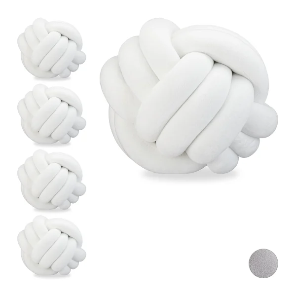 Relaxdays 5x Knotenkissen In White 1