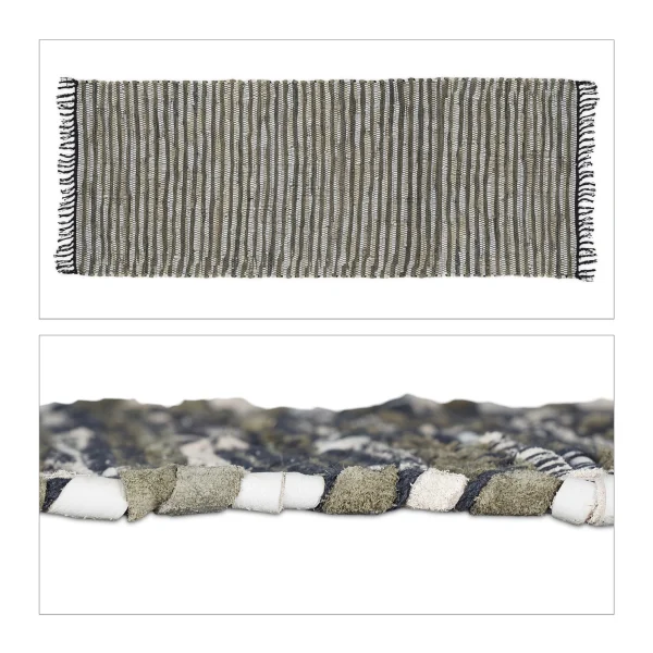 Relaxdays Flickenteppich In Grün/ Beige- 80 X 200 Cm 1