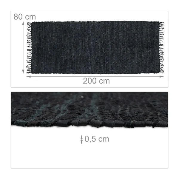 Relaxdays Flickenteppich In Schwarz – 80 X 200 Cm 5