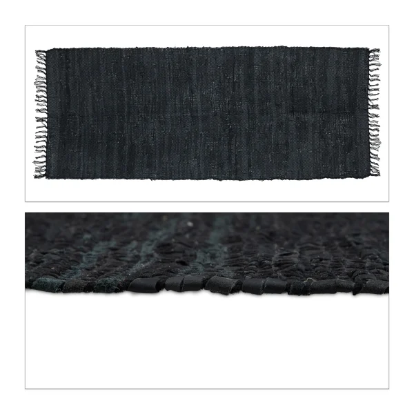 Relaxdays Flickenteppich In Schwarz – 80 X 200 Cm 1