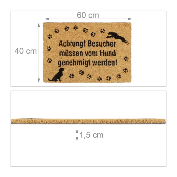 Relaxdays Fußmatte Achtung Hund! In Braun – (B)60 X (T)40 Cm 5