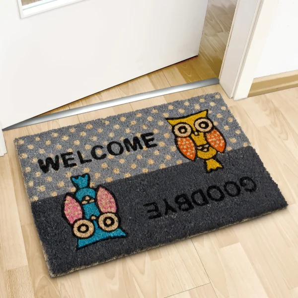 Relaxdays Fußmatte Eulen In Grau – (B)60 X (T)40 Cm 3