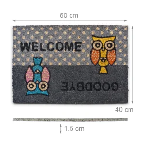 Relaxdays Fußmatte Eulen In Grau – (B)60 X (T)40 Cm 14