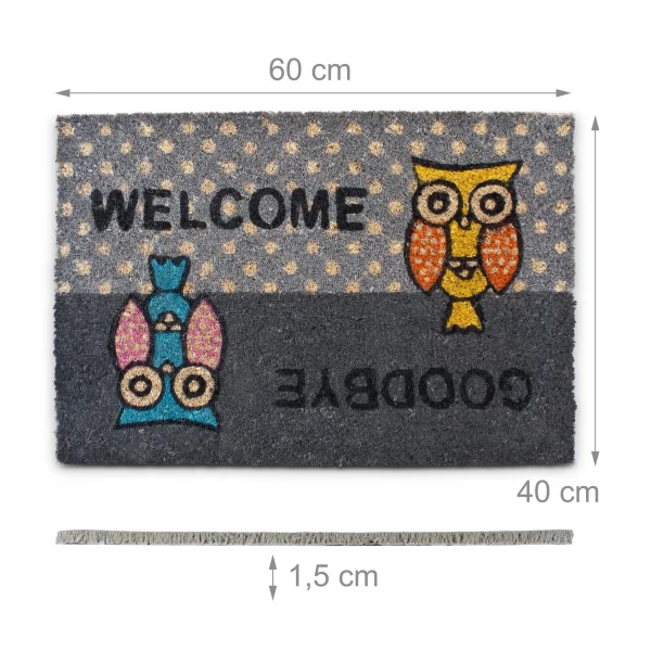 Relaxdays Fußmatte Eulen In Grau – (B)60 X (T)40 Cm 5