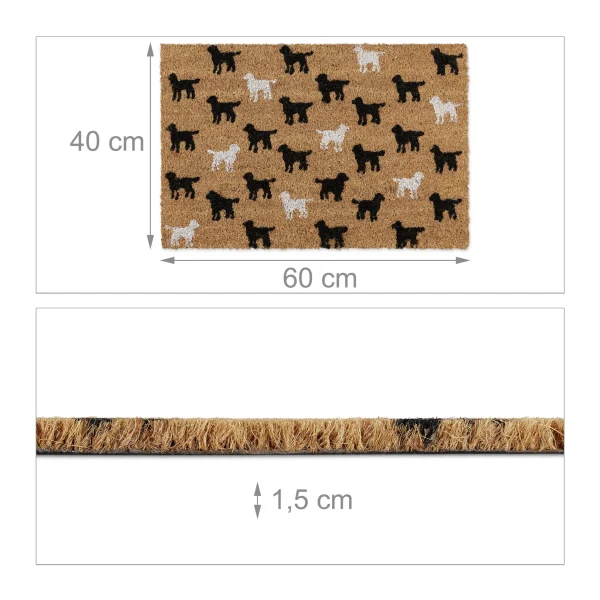 Relaxdays Fußmatte “Hunde” In Natur – (B)60 X (T)40 Cm 5