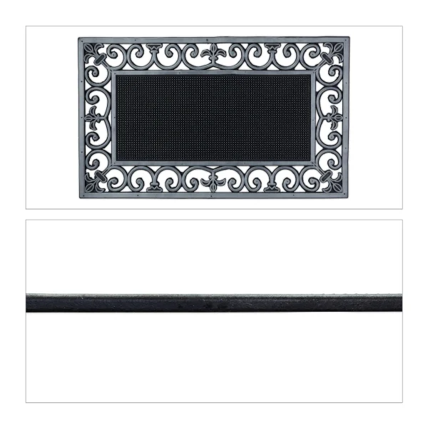 Relaxdays Fußmatte In Silber/ Schwarz – (B)75 X (T)45 Cm 1