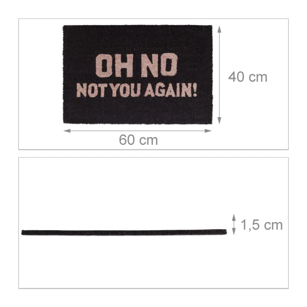 Relaxdays Fußmatte Oh No In Natur-Schwarz- (B)60 X (T)40 Cm 5