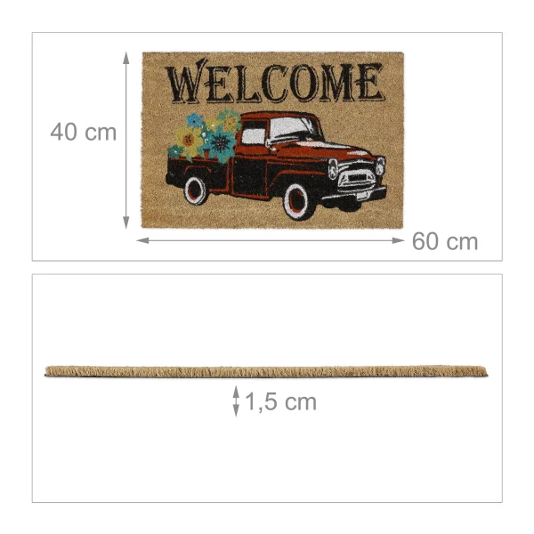 Relaxdays Fußmatte “Welcome Auto” In Natur – (L)60 X (B)40 Cm 5