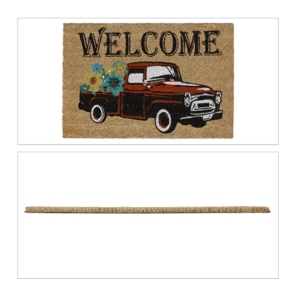Relaxdays Fußmatte “Welcome Auto” In Natur – (L)60 X (B)40 Cm 1