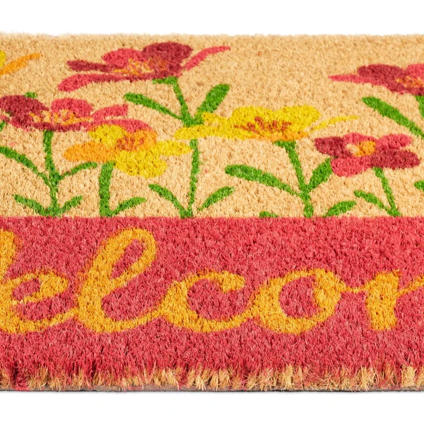 Relaxdays Fußmatte “Welcome Blumen” In Natur/ Rot – (L)60 X (B)40 Cm 7