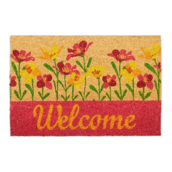 Relaxdays Fußmatte “Welcome Blumen” In Natur/ Rot – (L)60 X (B)40 Cm 9
