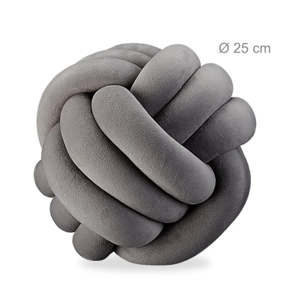 Relaxdays Knotenkissen In Dunkelgrau – Ø 25 Cm 5