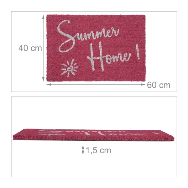 Relaxdays Kokos-Fußmatte “Summer Home” In Pink/ Weiß – (B)60 X (T)40 Cm 5