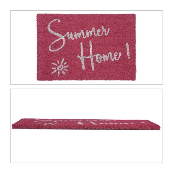 Relaxdays Kokos-Fußmatte “Summer Home” In Pink/ Weiß – (B)60 X (T)40 Cm 1