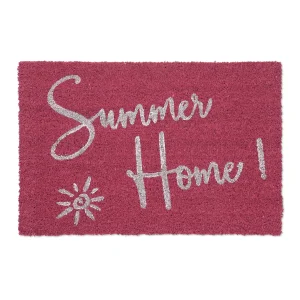 Relaxdays Kokos-Fußmatte “Summer Home” In Pink/ Weiß – (B)60 X (T)40 Cm 24