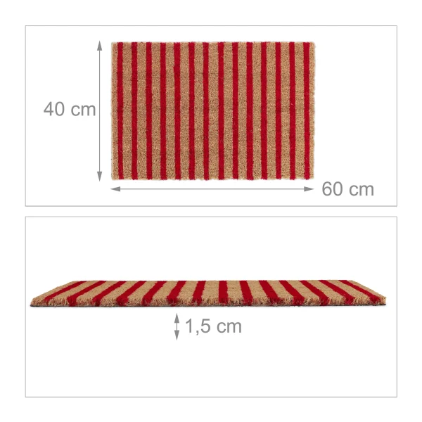 Relaxdays Kokosfußmatte “gestreift” In Natur/ Rot – 40 X 60 Cm 5