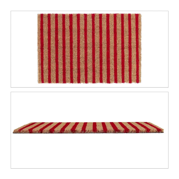 Relaxdays Kokosfußmatte “gestreift” In Natur/ Rot – 40 X 60 Cm 1