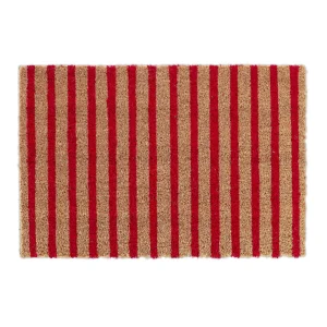 Relaxdays Kokosfußmatte “gestreift” In Natur/ Rot – 40 X 60 Cm 24