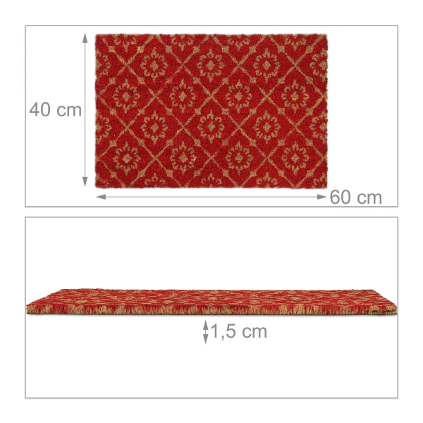 Relaxdays Kokosfußmatte In Rot/ Natur – 40 X 60 Cm 5