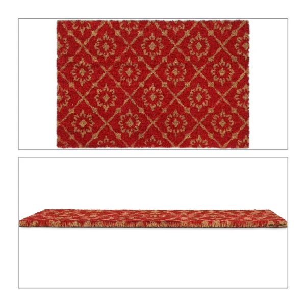 Relaxdays Kokosfußmatte In Rot/ Natur – 40 X 60 Cm 1