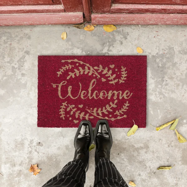 Relaxdays Kokosfußmatte “Welcome” In Rot – 40 X 60 Cm 3