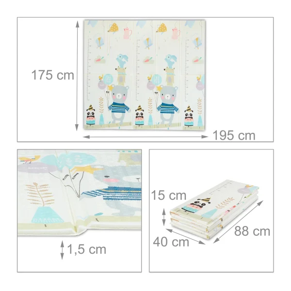 Relaxdays Spielmatte “Tiere” In Bunt – (B)195 X (T)175 Cm 5