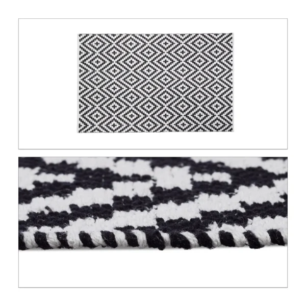 Relaxdays Teppich In Schwarz/Weiß – (L)180 X (B)120 Cm 1