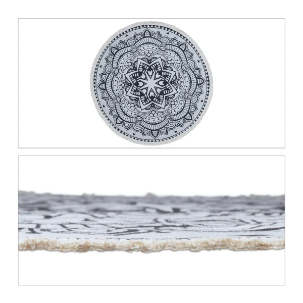 Relaxdays Teppich “Mandala” In Creme/ Schwarz – Ø 120 Cm 1